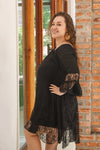 Confident Vintage Black Laced Ruffle Tunic Dress