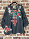 Hopes Embroidered Bohemian Charcoal Top