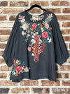Hopes Embroidered Bohemian Charcoal Top