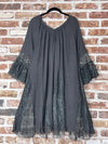 Superstar Hippie Oversized Charcoal Laced Dress