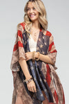 Patriotic American Flag Embellished Boho Kimono