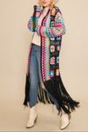 Wilflower Whisper Boho Crochet Floral Kimono with Tassels - Multicolor