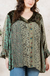 La vie Boheme Boho Velvet Embroidered Gravel Tunic