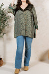 La vie Boheme Boho Velvet Embroidered Gravel Tunic