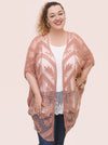 Le soleil Boheme Chic Embroidered Pink Kimono (OS to 3X)