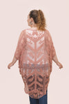 Le soleil Boheme Chic Embroidered Pink Kimono (OS to 3X)