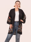 Celebration Bohemian Embroidered Black Kimono