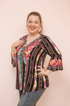 Happiness is a choice Embroidered Black Multicolor Tunic