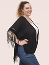 Carmel Determination Black Vintage Inspired Fringe Kimono