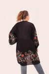 Celebration Bohemian Embroidered Black Kimono