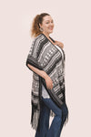 Life Lesson Ethnic Black Kimono with Tassels