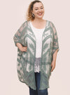 Le soleil Boheme Chic Embroidered Sage Kimono (OS to 3X)