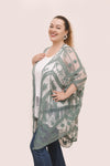 Le soleil Boheme Chic Embroidered Sage Kimono (OS to 3X)