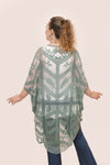 Le soleil Boheme Chic Embroidered Sage Kimono (OS to 3X)