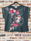 Soho Bohemian Charcoal Embroidered Tunic-100% cotton