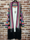 Wilflower Whisper Boho Crochet Floral Kimono with Tassels - Multicolor