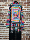 Wilflower Whisper Boho Crochet Floral Kimono with Tassels - Multicolor