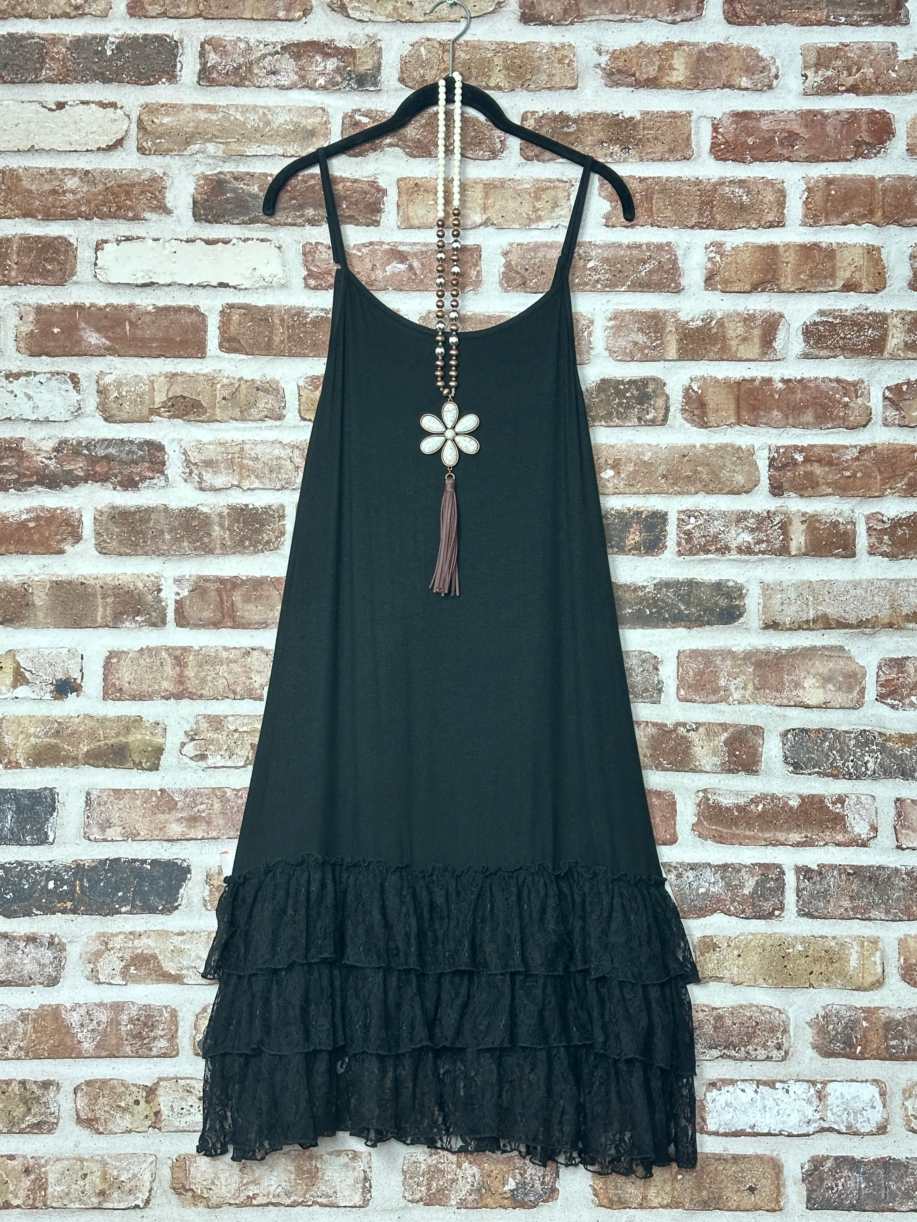 Optimistic Triple Laced Vintage Inspired Hippie Black Extender