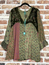 La vie Boheme Boho Velvet Embroidered Gravel Tunic