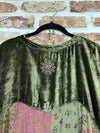 La vie Boheme Boho Velvet Embroidered Gravel Tunic