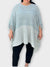 Blue Boho Peasant Poncho Sweater Knit Ruana