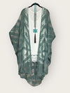 Le soleil Boheme Chic Embroidered Sage Kimono (OS to 3X)