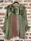 La vie Boheme Boho Velvet Embroidered Gravel Tunic .