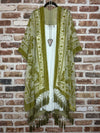 Courageous Embroidered Velvet Olive Bohemian Kimono