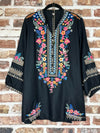 Bohemian Vibes Embroidered Tunic Black