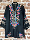 Bohemian Vibes Embroidered Tunic Black