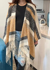 C&#39;est la vie Oatmeal fringe Cardigan Poncho