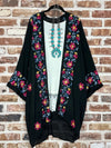 Dark Knight BOHO Black embroidered kimono