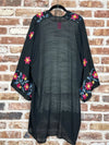 Dark Knight BOHO Black embroidered kimono