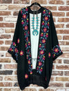 Dark Knight BOHO Black embroidered kimono