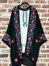 Dark Knight BOHO Black embroidered kimono