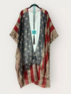 Patriotic American Flag Embellished Boho Kimono