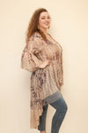 Yes you can Rose Taupe Laced Crochet Bohemian Cardigan