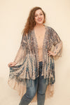 Yes you can Taupe Navy Laced Crochet Bohemian Cardigan