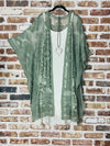 Success Mindset Hippie Embroidered Sage Kimono