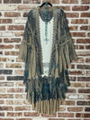 Yes you can Taupe Navy Laced Crochet Bohemian Cardigan