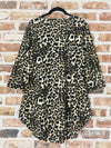 Miracles Happen Leopard Boho Babydoll 3/4 sleeve tunic