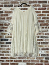 Confident Vintage Beige Laced Ruffle Tunic Dress