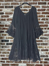 Confident Vintage Black Laced Ruffle Tunic Dress