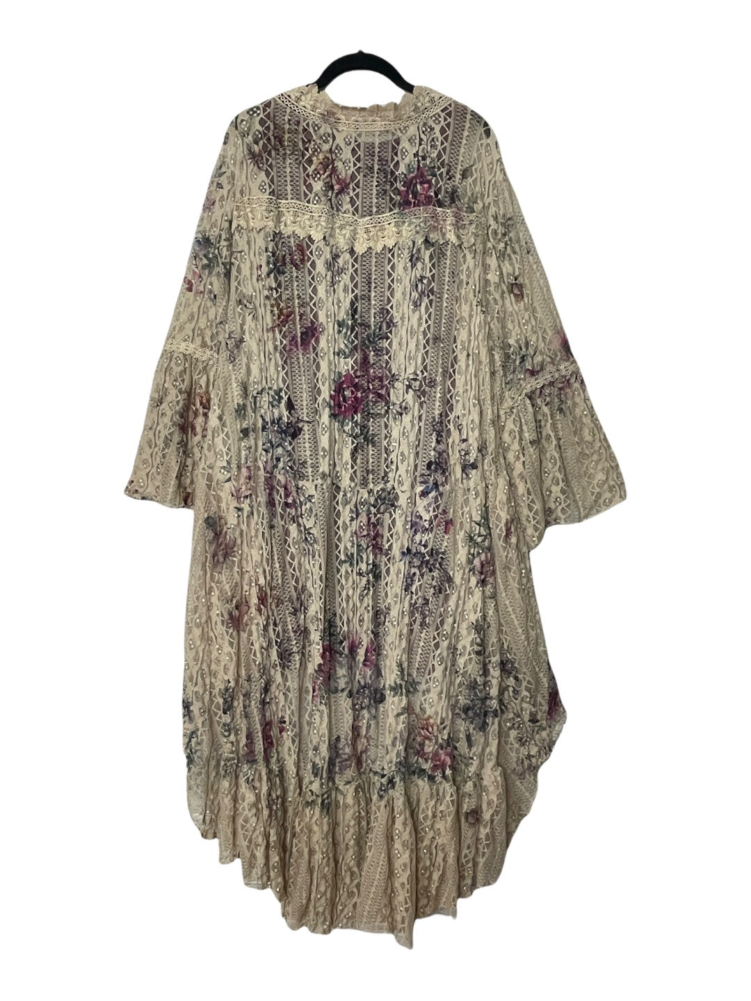 Edna Ladies Bell Sleeve Crochet Bohemian Hippy Cardigan Ivory [ET8741 Ivory  Easel Crochet Car] - $46.00