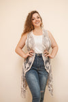 Tranquility Brown Boho Laced Crochet Vest -One Size