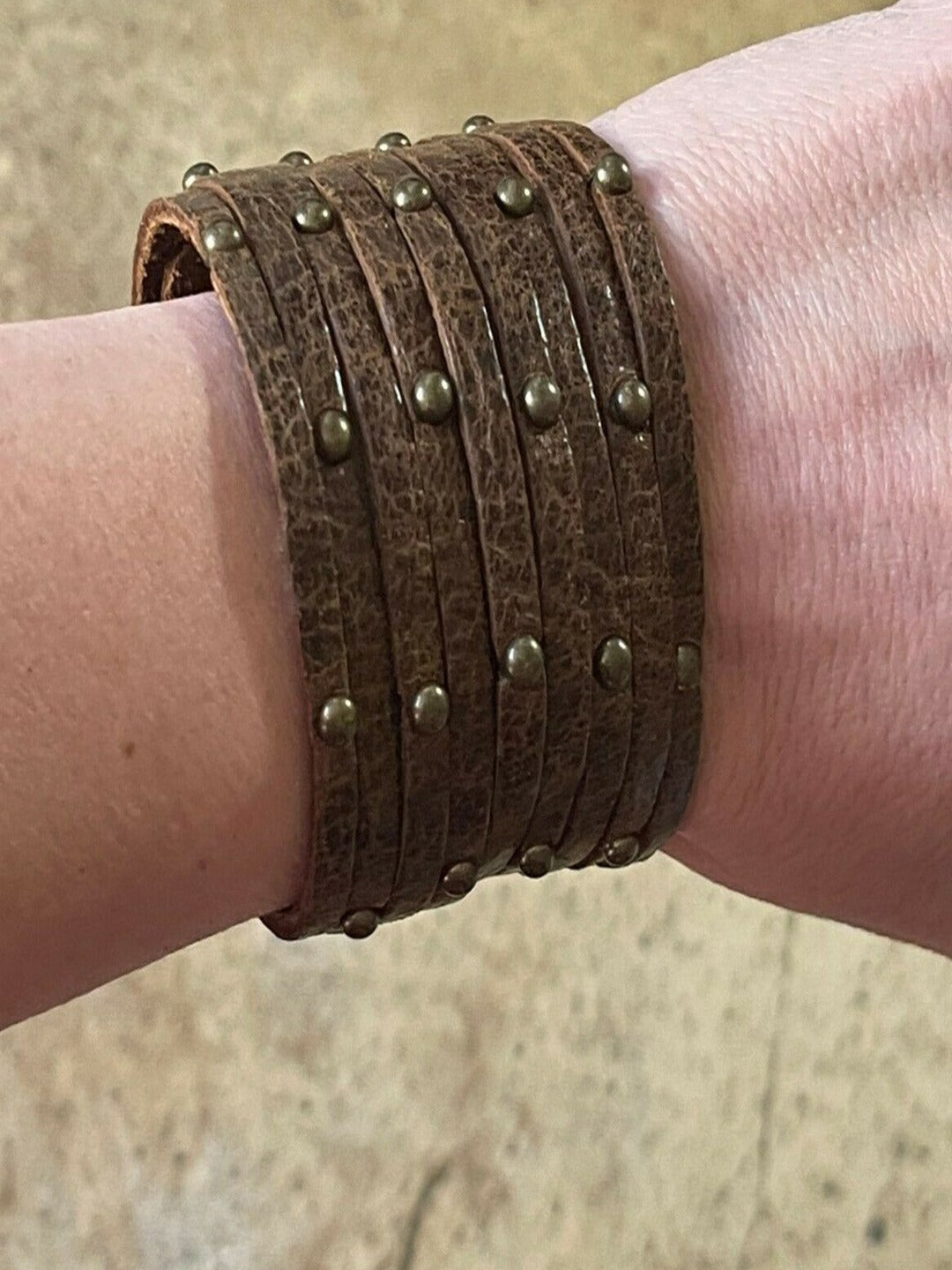 Unique Handmade Retro Boho Gypsy Hippie Vintage Brown Leather Bracelet