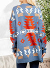Positive Energy Aztec Oversized Long Knit Cardigan Sweater