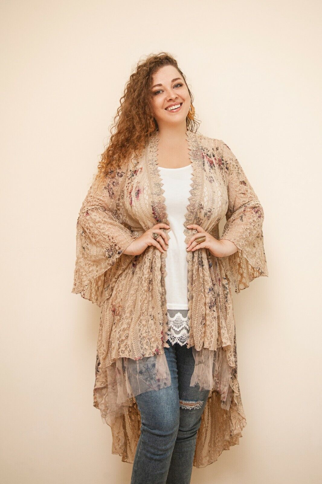 Kirkegård Pearly at fortsætte Bright Day - Bohemian Embroidered Floral Lace Duster - - Yippie Vibe