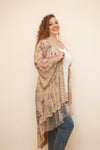 Yes you can Taupe Laced Crochet Bohemian Cardigan-CHF