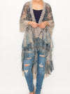 Taupe Navy Laced Crochet Bohemian Cardigan